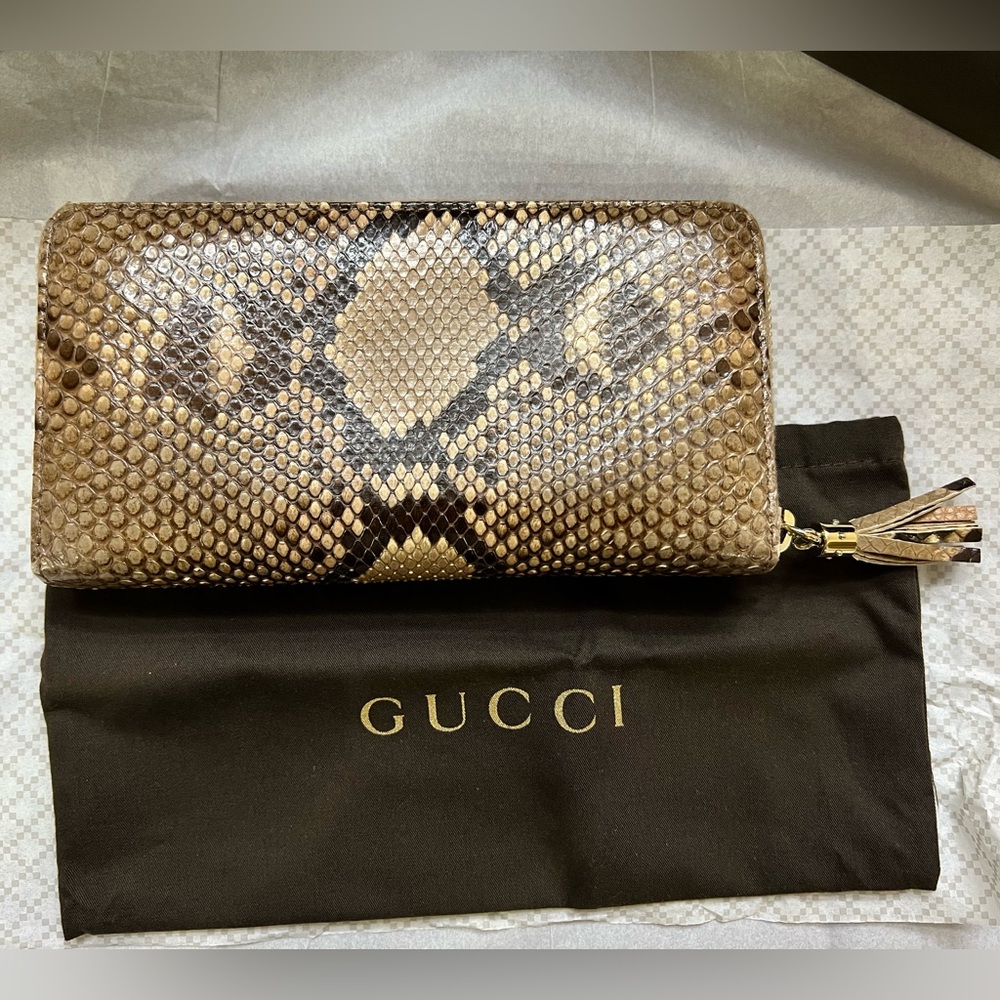 Authentic Gucci Python, Continental Wallet - Picture 2 of 11